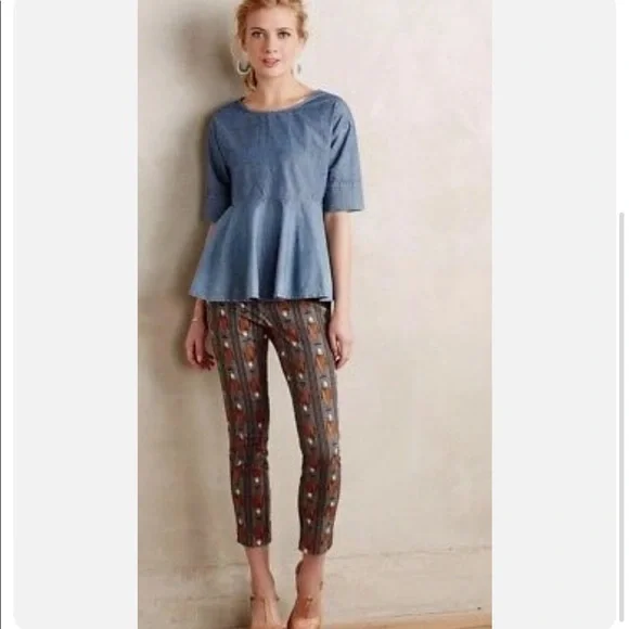 Anthropologie Cartonnier Fish Patterned Ankle Pants - Picture 4 of 16